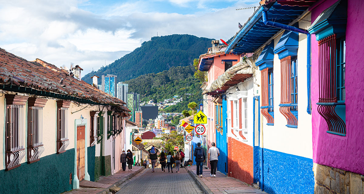 colorful street of la candelaria district in bogota, colombia Colombia for Digital Nomads